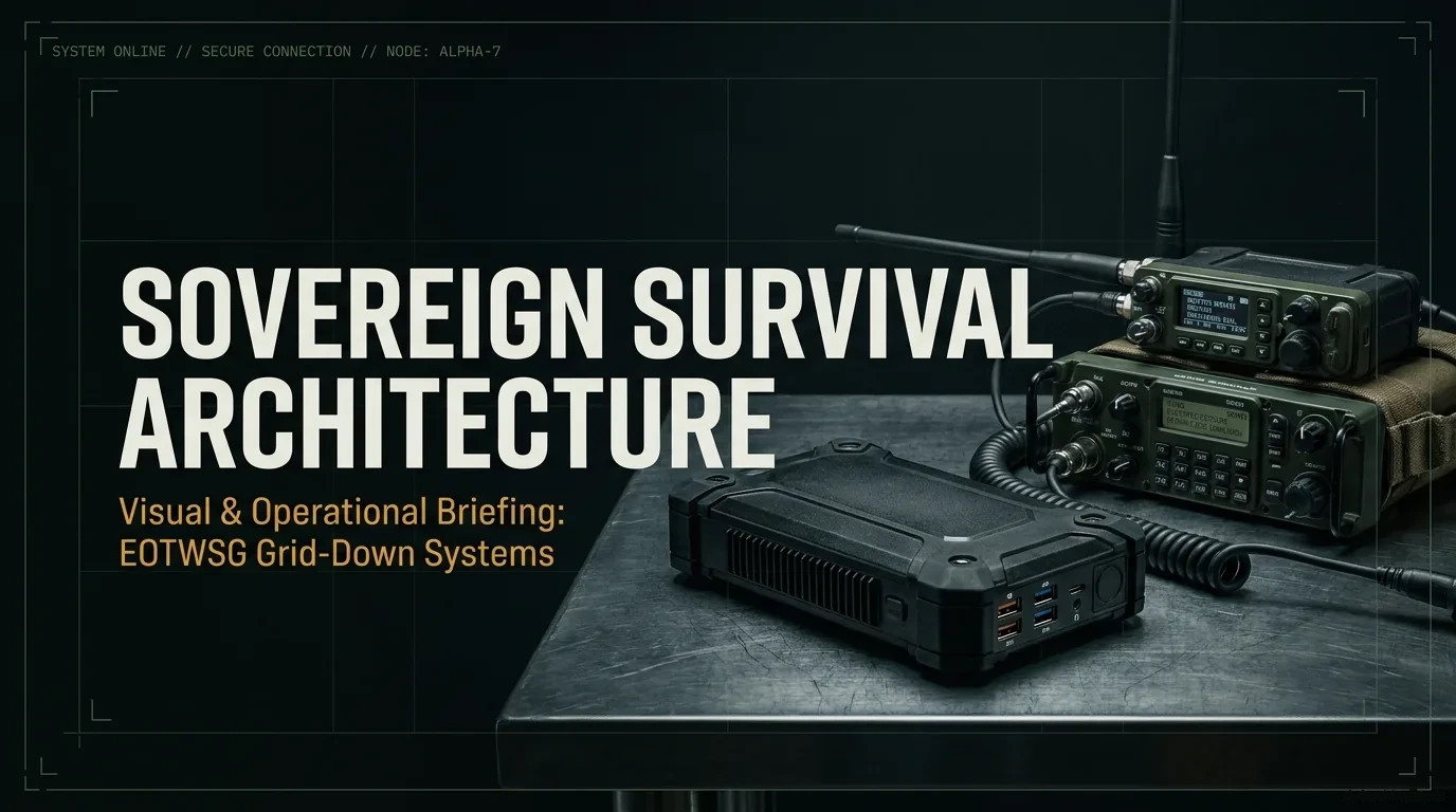 Sovereign Survival Architecture — visual and operational briefing: hardened comms and grid-down systems